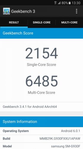 Samsung Galaxy S7 varianta Exynos, bechmark Geekbench 3