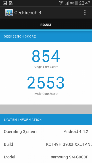 Samsung Galaxy S5 - Benchmark GeekBench 3