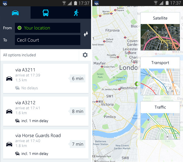 Nokia HERE Maps ajunge pe Android, În exclusivitate pe terminalele Samsung Galaxy pentru Început