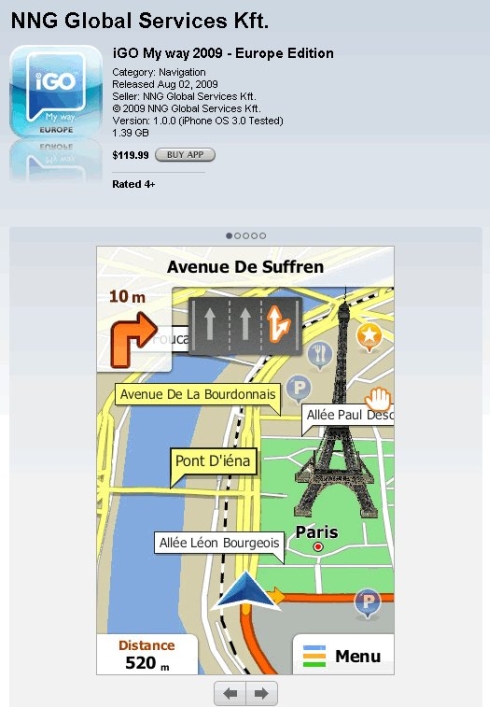 iGo My way 2009 disponibil acum prin App Store; preturi si detalii disponibile aici