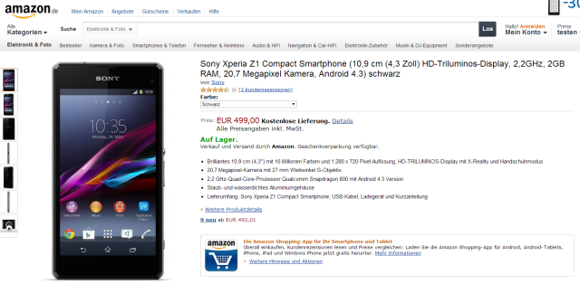 Sony Xperia Z1 Compact se livrează deja În Germania și UK