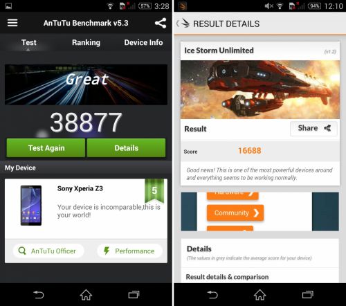 Sony Xperia Z3 benchmarks