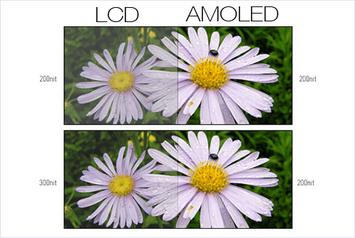 AMOLED (Active-Matrix Organic Light-Emitting Diode) Versus LCD (Liquid cristal display)
