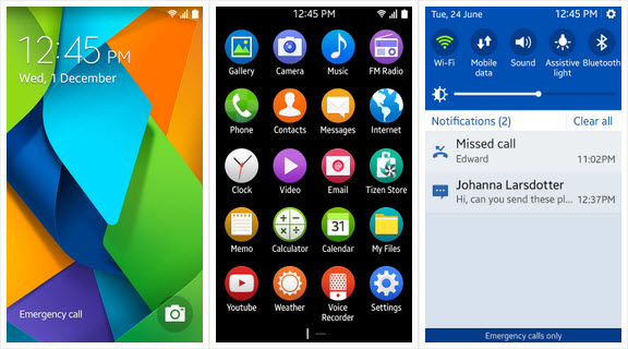 Noi capturi de ecran din Tizen 2.3 prezintă o interfață colorată si proaspata