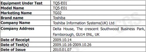 Toshiba TG02 FCC Doc