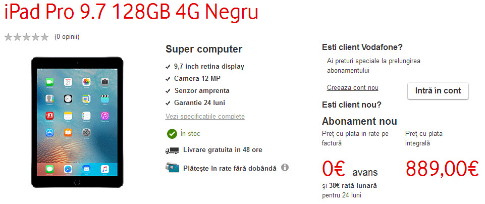 iPad Pro 9.7 inch a ajuns de azi la Vodafone România, cu 4 difuzoare excelente şi camera 4K