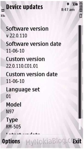 Nokia N97 primeste update-ul de firmware V22.0.110