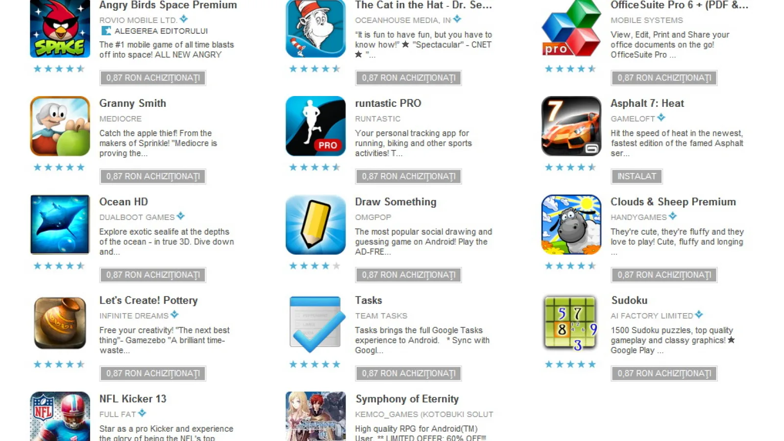 Prima zi de reduceri În Google Play, cumperi aplicații de top cu 0.87 lei