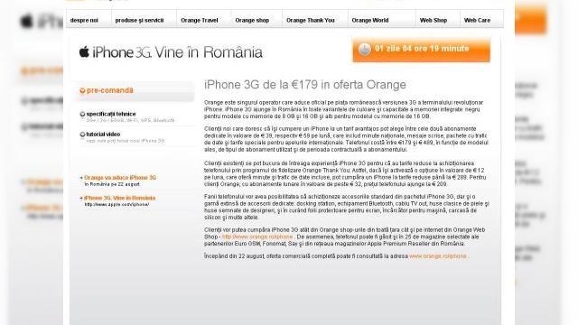 <b>iPhone 3G costa 179 la Orange, conform paginii ascunse a site-ului oficial</b>Popularul handset iPhone 3G soseste prin Orange Romania maine noapte, incepand cu ora 00.00, dar in avampremiera lansarii am facut o super-descoperire: pagina secreta a site-ului oficial, care dezvaluie pretul de pornire al handsetului iPhone 3G si anume...
