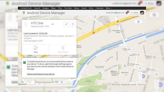 <b>Android Device Manager e acum disponibil, poți verifica poziția terminalului de pe desktop</b>Android Device Manager s-a lansat pe terminalele Android cu câteva zile în urmă, iar acum puteți detecta poziția handseturilor cu ajutorul interfatei web a acestui serviciu, pe care o găsiți la această adresă. Pentru a verifica dacă...