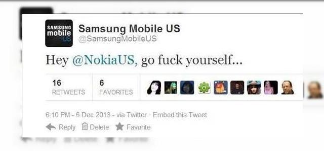 <b>Samsung nu se sfiește să zică "f*ck you Nokia" pe Twitter; Nokia răspunde cu un Înlocuitor pentru Galaxy S4 cel ars</b>Se pare că Nokia e pe cai mari, după ce a câștigat procesul cu HTC, a fost numită troll de brevete de UE și acum se ia la trântă cu Samsung. Totul a pornit cu un tweet în care Nokia ironiza Samsung, prezentând o pereche de adidași "smart". Cum...