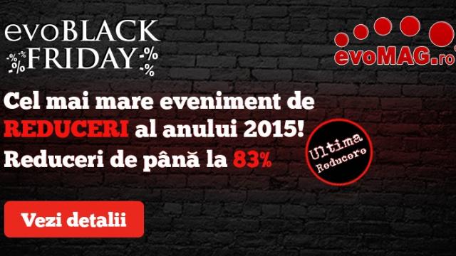 <b>Iată ce ne-a pregătit evoMAG pentru campania de BlackFriday; reducerile încep vineri la ora 00:00</b>Cu doar 3 zile înainte de startul reducerilor cu ocazia Black Friday, cei de la evoMAG.ro ne dezvăluie detaliile despre campania din acest an. Potrivit companiei, anul acesta peste 40.000 de produse vor avea parte de reduceri de până la 83%,...