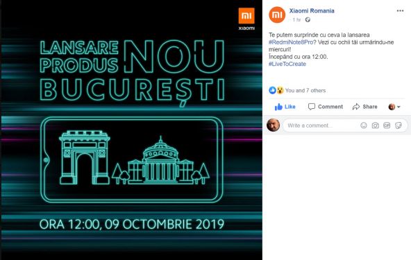 Telefonul cu camera de 64 megapixeli ajunge în România pe 9 octombrie! Xiaomi Redmi Note 8 Pro are eveniment de debut local