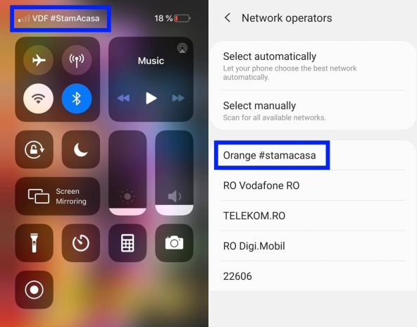 #StamAcasa; Vodafone şi Orange și-au schimbat numele de operator pe telefoanele noastre