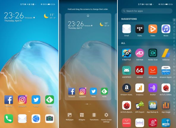 Interfata grafica Huawei P40 Pro