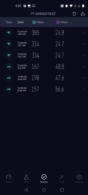 Ookla SpeedTest OnePlus Nord N10 5G