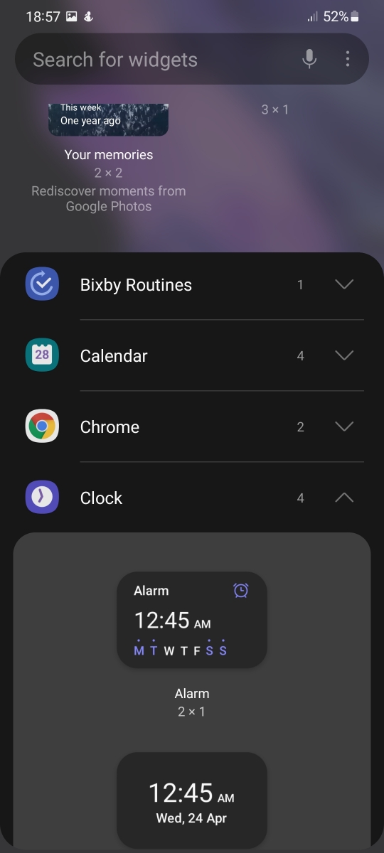 Samsung widgeturi