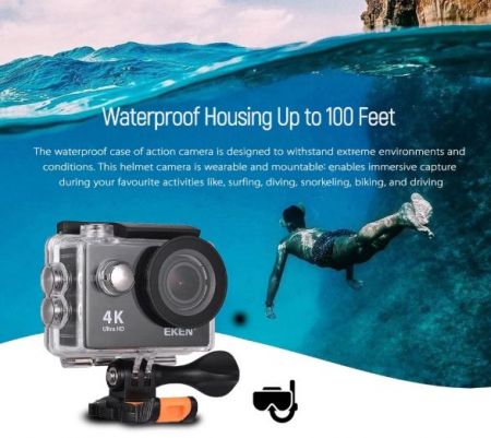 Camera specială de acțiune 4K EKEN H9R costă sub 200 lei la Cafago.com; Vine cu WiFi, corp rezistent la apă