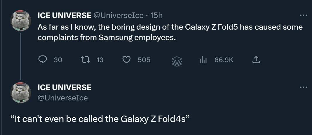 Zvon: Angajaţii Samsung sunt nemulţumiţi de Galaxy Z Fold 5, spun că "nu merită să fie numit nici Z Fold 4s"