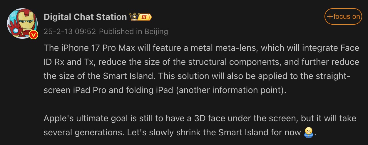 Apple ar putea aduce un Dynamic Island mai mic pe iPhone 17 Pro Max și iPad Pro