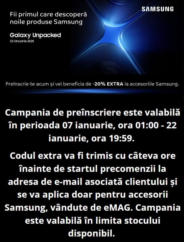 Tombola Samsung pentru Galaxy S25: vouchere de până la 2000 € pentru înscriși