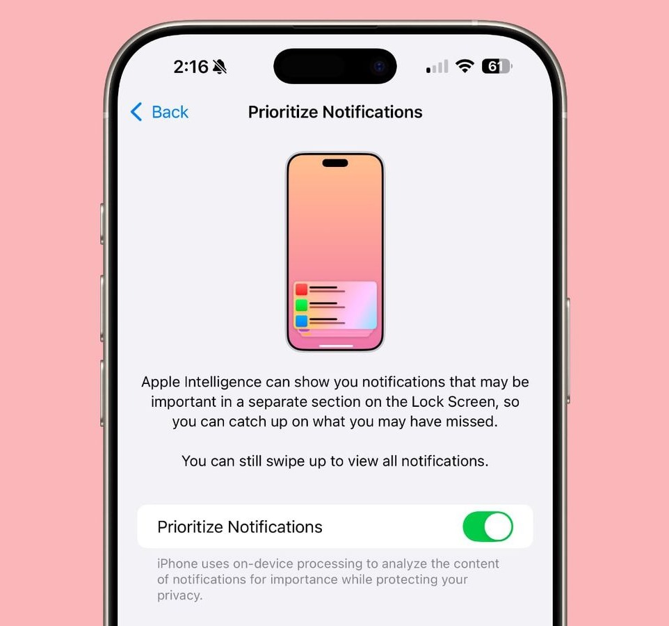 Apple Intelligence: notificări prioritizate și suport lingvistic extins