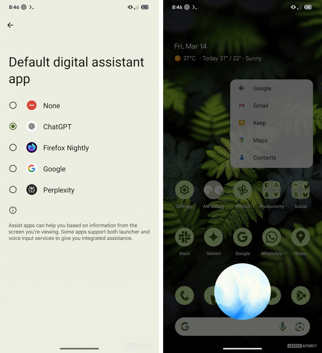 Google Gemini are concurență serioasă pe Android; ChatGPT poate fi setat ca asistent digital implicit