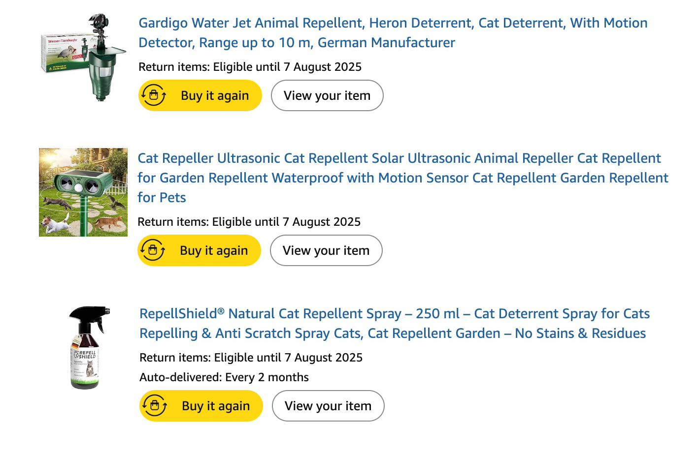 Am început să caut soluții, sau mai exact dispozitive în acest sens și folosind filtre precum număr de comentarii și rating, am ajuns să comand 2 dispozitive și un spray, pe care le puteți vedea mai jos.