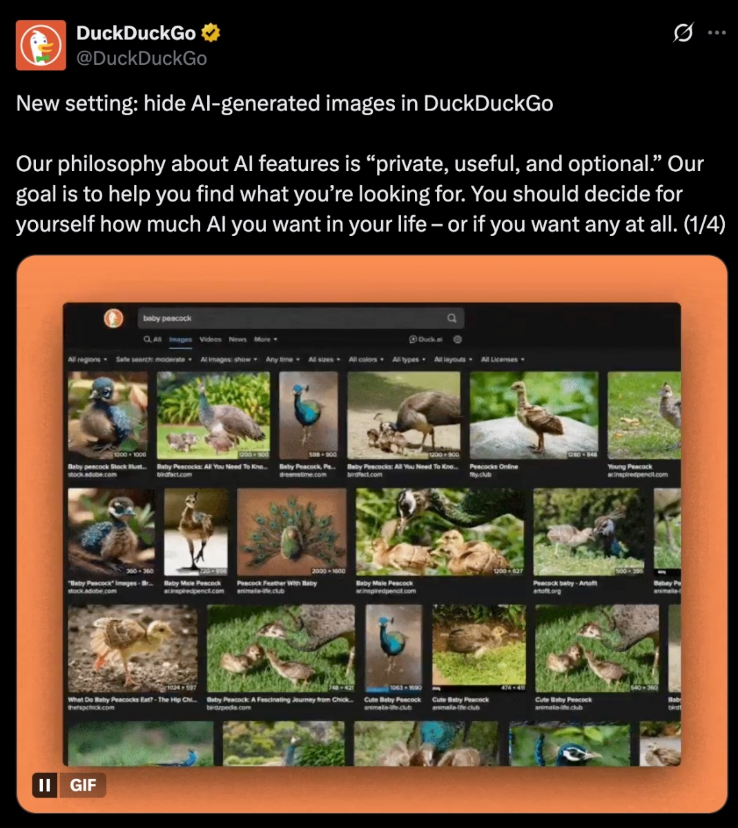 Spre exemplu motorul de căutare popular DuckDuckGo a lansat o nouă setare, care îţi permite să filtrezi imaginile generate cu AI din rezultatele căutărilor.