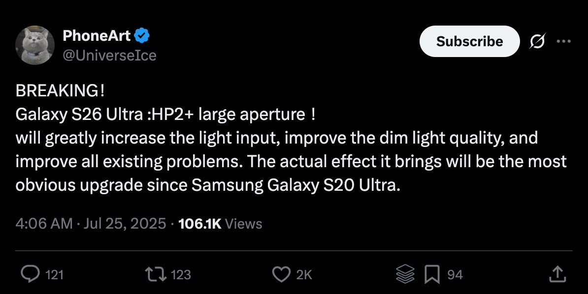 Senzorul foto numărul 1 de pe Galaxy S26 Ultra ar putea aduce în sfârşit un upgrade; ISOCELL HP2+ e în cărţi