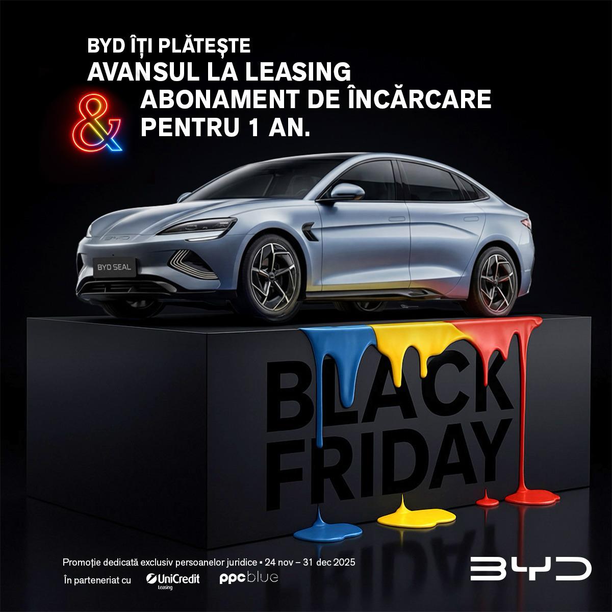 Ofertă Black Friday BYD pentru persoane juridice; leasing fără avans și 1 an de încărcare inclus