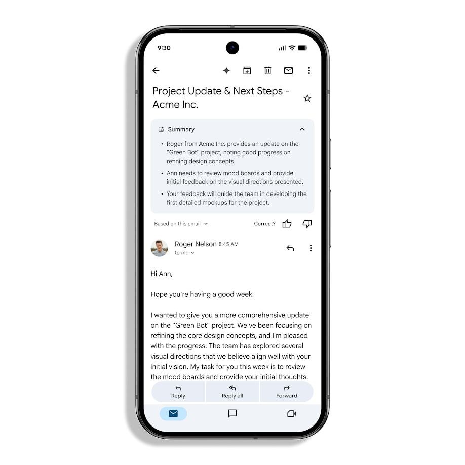 Gmail adaugă automat rezumate generate de AI în conversațiile lungi; funcția Gemini este activă pe Android și iOS