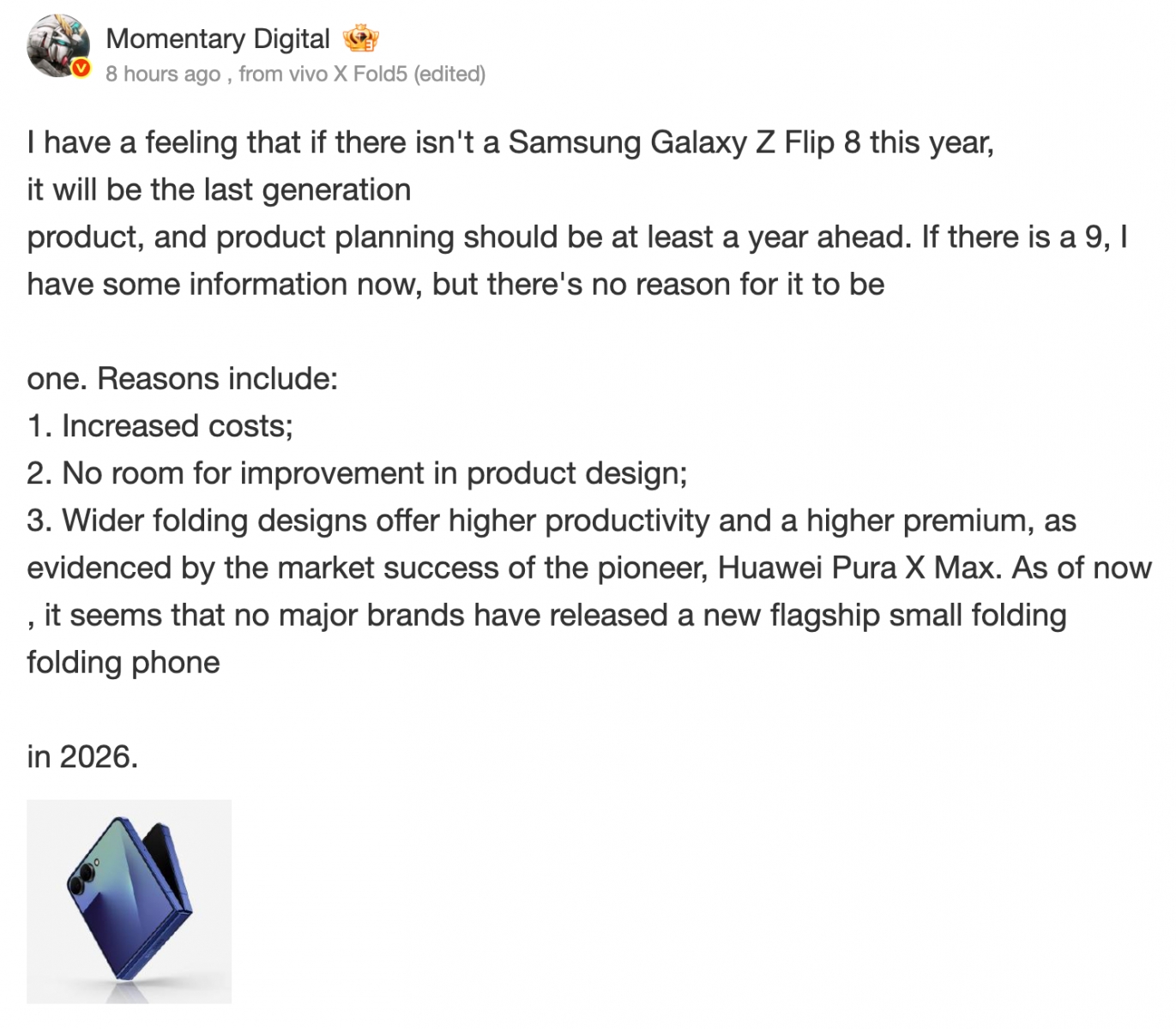 Samsung ar putea opri dezvoltarea seriei Galaxy Z Flip după generația Z Flip 8
