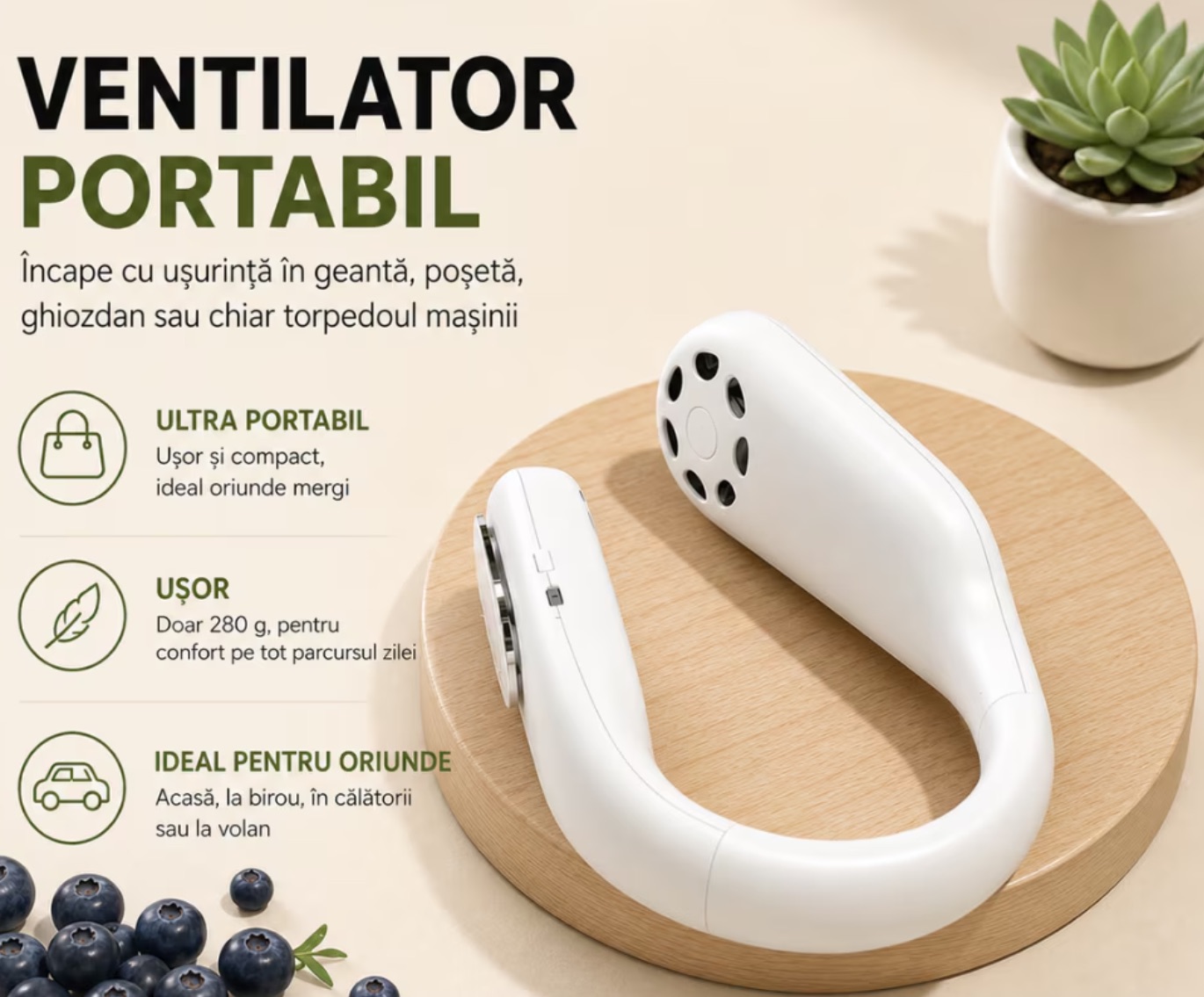 Ventilatoare portabile pentru gât, cap, față, pentru a naviga mai uşor în căldură