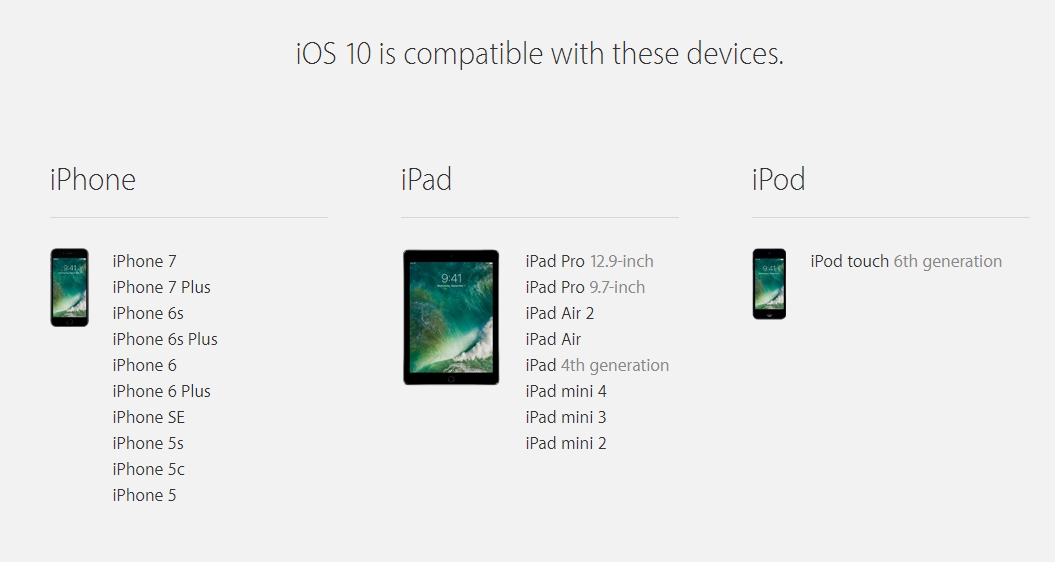 iOS 10 - terminale compatibile