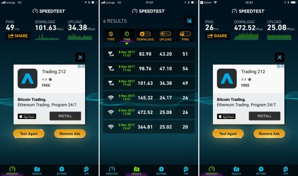 Speedtest Apple iPhone 8 Plus