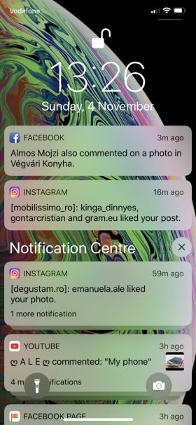 Apple iPhone XS Max, notificări