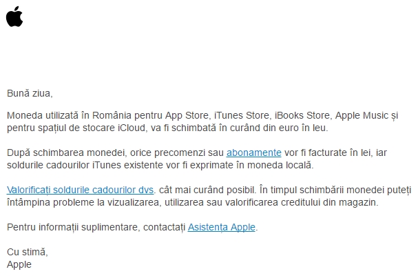 Notificare Apple