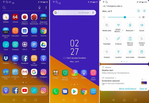 Interfata grafica ASUS ZenFone 5z