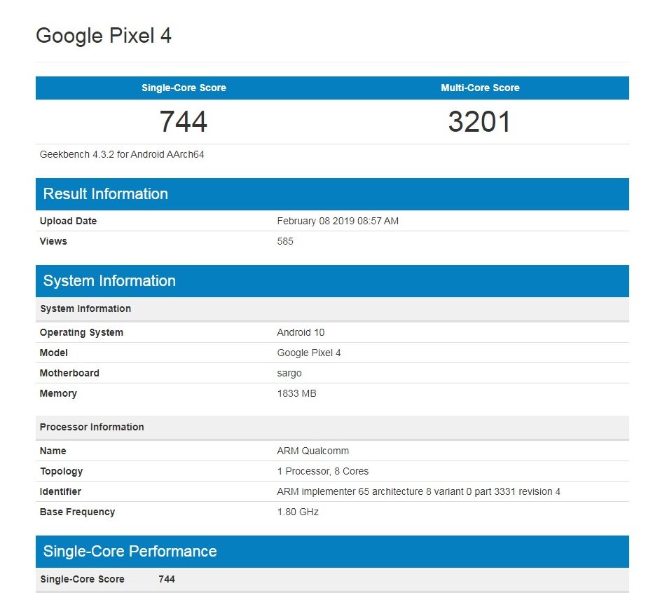 Un posibil Google Pixel 4 apare în GeekBench, ar putea fi doar un Pixel 3a
