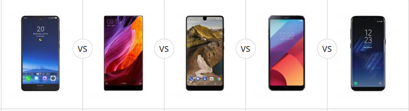 Comparatie Aquos S2, Mi Mix, Essential Phone, LG G6, Galaxy S8
