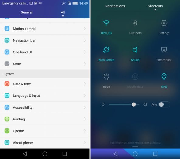 Captura ecran interfata grafica Huawei Honor 7