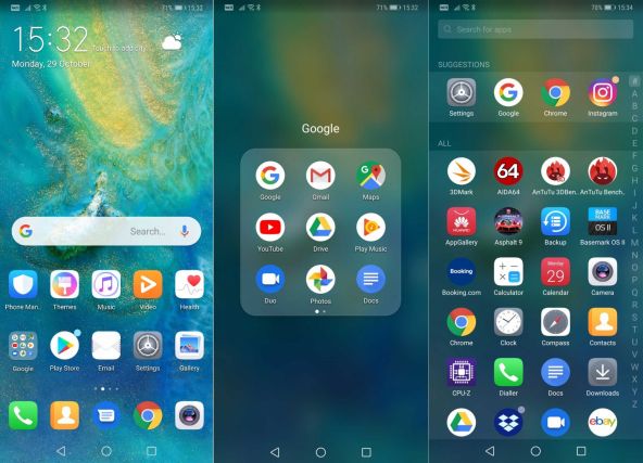 Interfață grafică Huawei Mate 20 Pro