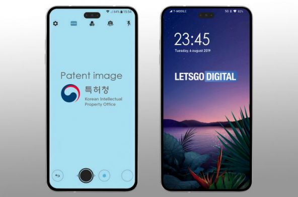 LG brevetează un telefon cu camera frontală ca Galaxy Note 10, decupată în ecran şi centrată 