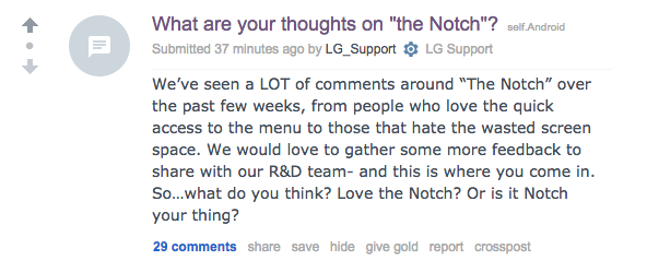 LG face o boacănă online, cerând părerea publicului despre bretonul lui LG G7 şi apoi ştergând postarea