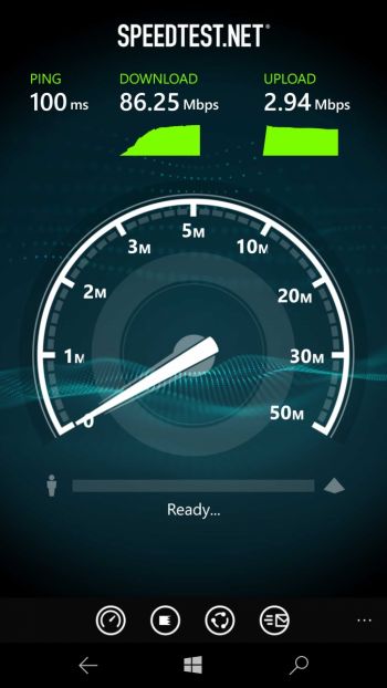 La testul de viteză SpeedTest, în 4G am atins 86 Mbps la download