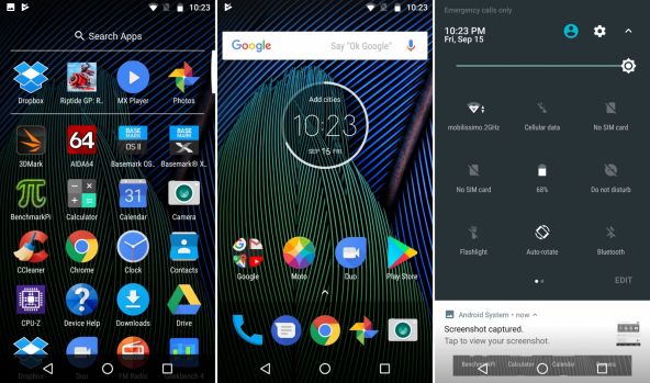 Interfata grafica Motorola Moto G5 Plus