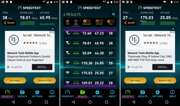 SpeedTest Motorola Moto Z