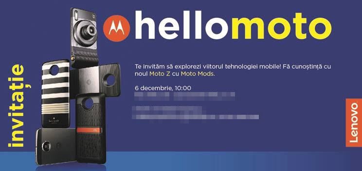 Invitatir lansare Motorola Moto Z in Romania
