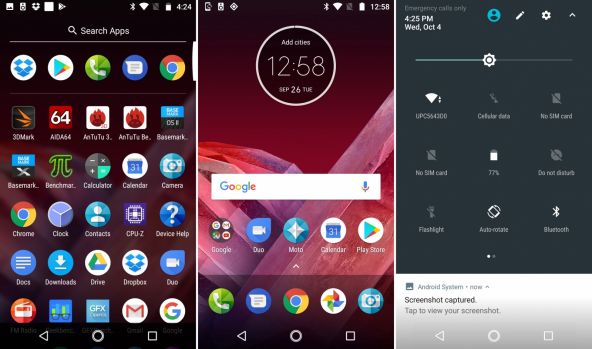Interfata grafica Moto Z2 Play